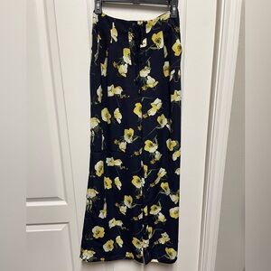 Floral Black and Yellow Women's Flowy Pant
